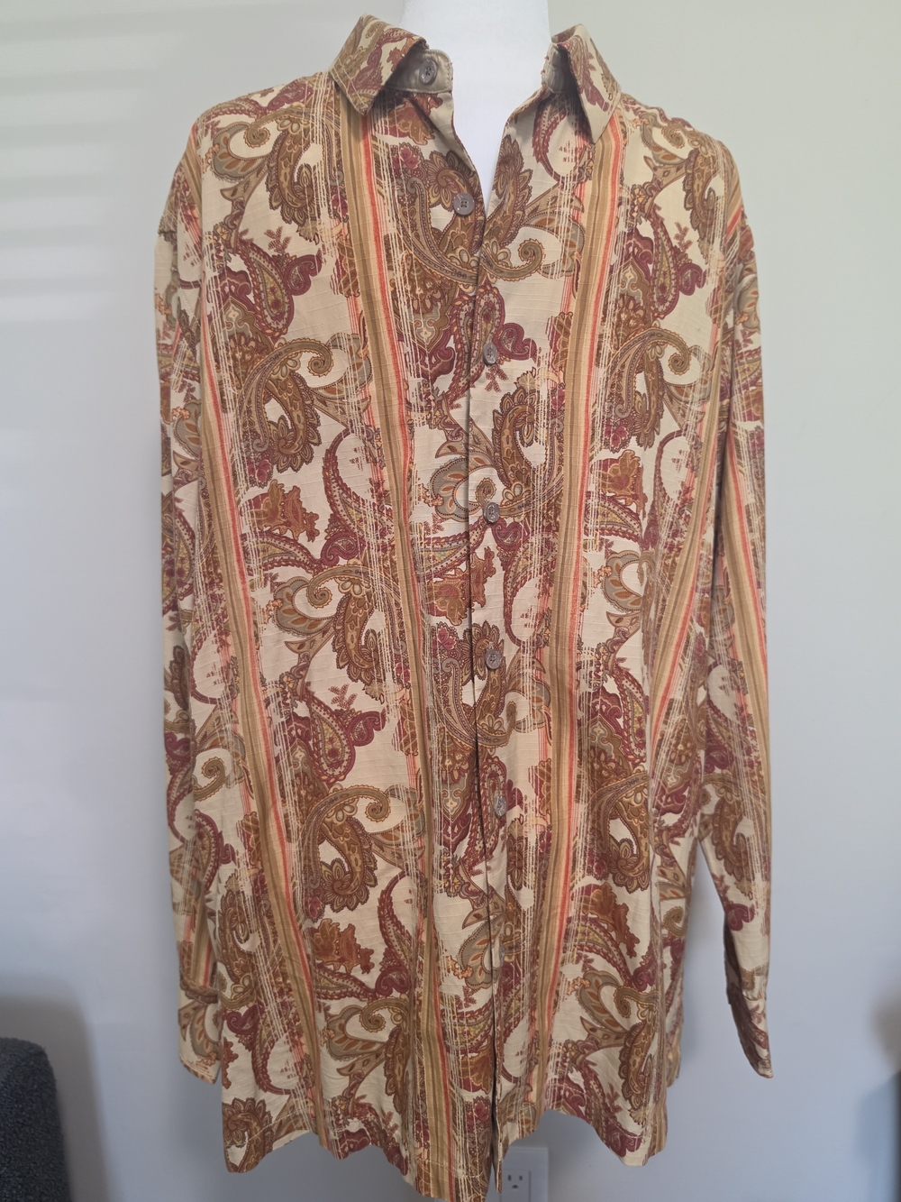 Tommy Bahama Men's Large Paisley Panel Print Button Down Shirt Long Sleeve Large